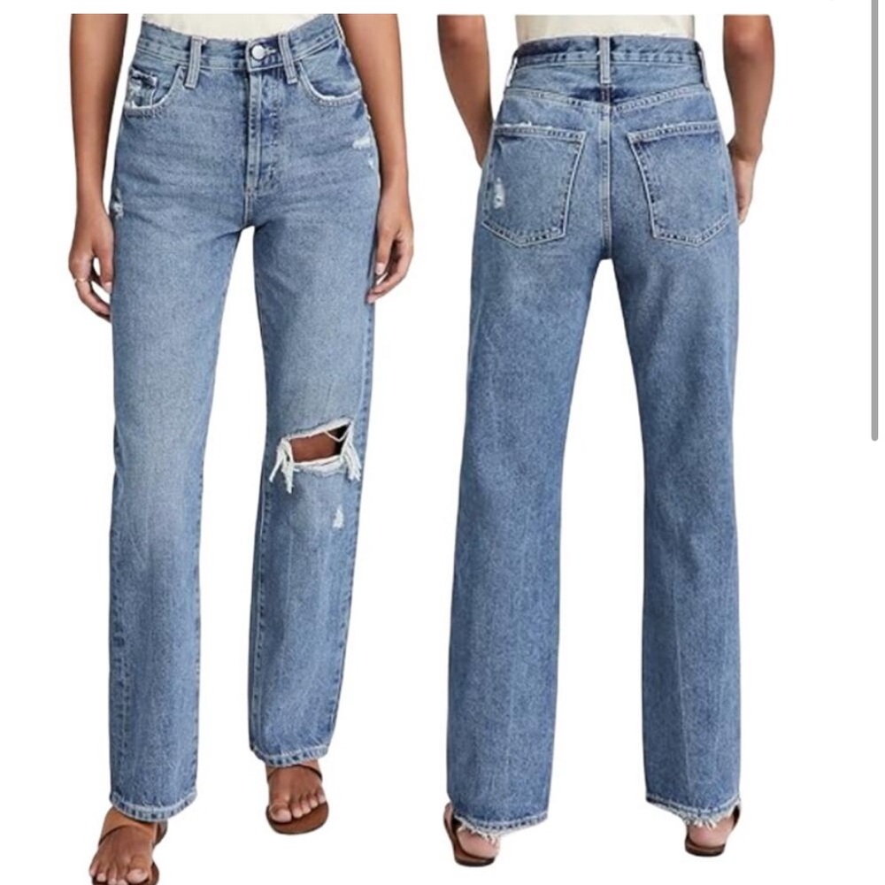 NWT DL1961 Emilie Straight Ultra High Rise Vintage Jeans- Rigid Light Distressed